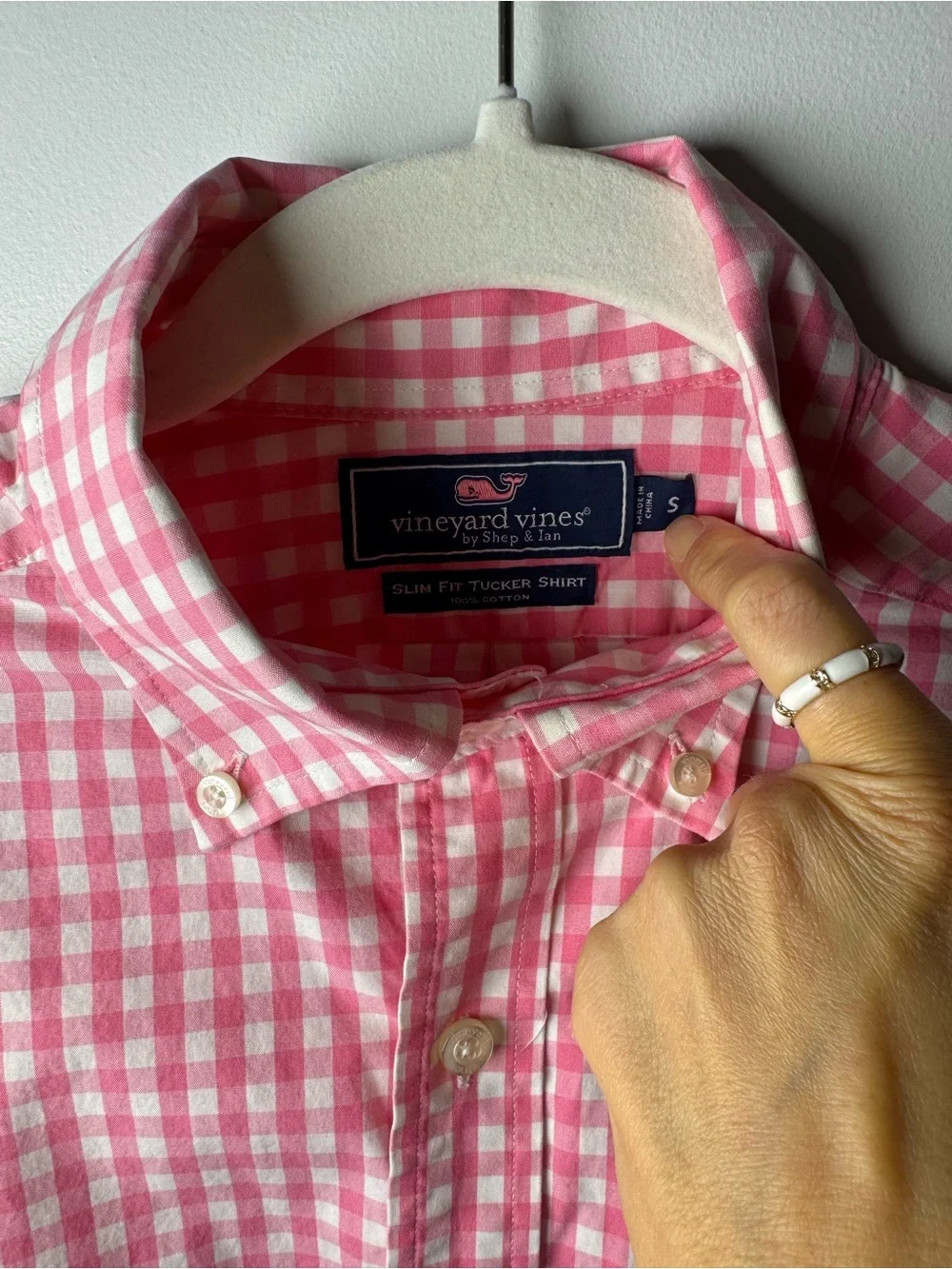 Vineyard Vines Pink Gingham Slim Fit Tucker Shirt Button Down Small